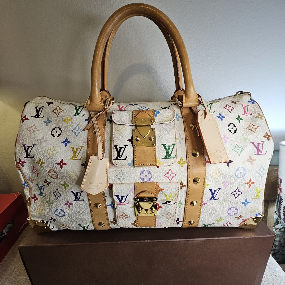 LOUIS VUITTON  Monogram Multicolor Keepall 45 Boston Bag M92641 LV Auth 22469A